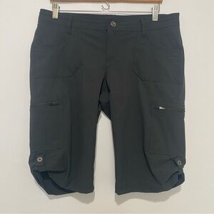 Kuhl Horizon Shorts Women 12 Black Roll Tab Cuff Cargo Pockets Hiking 12" inseam